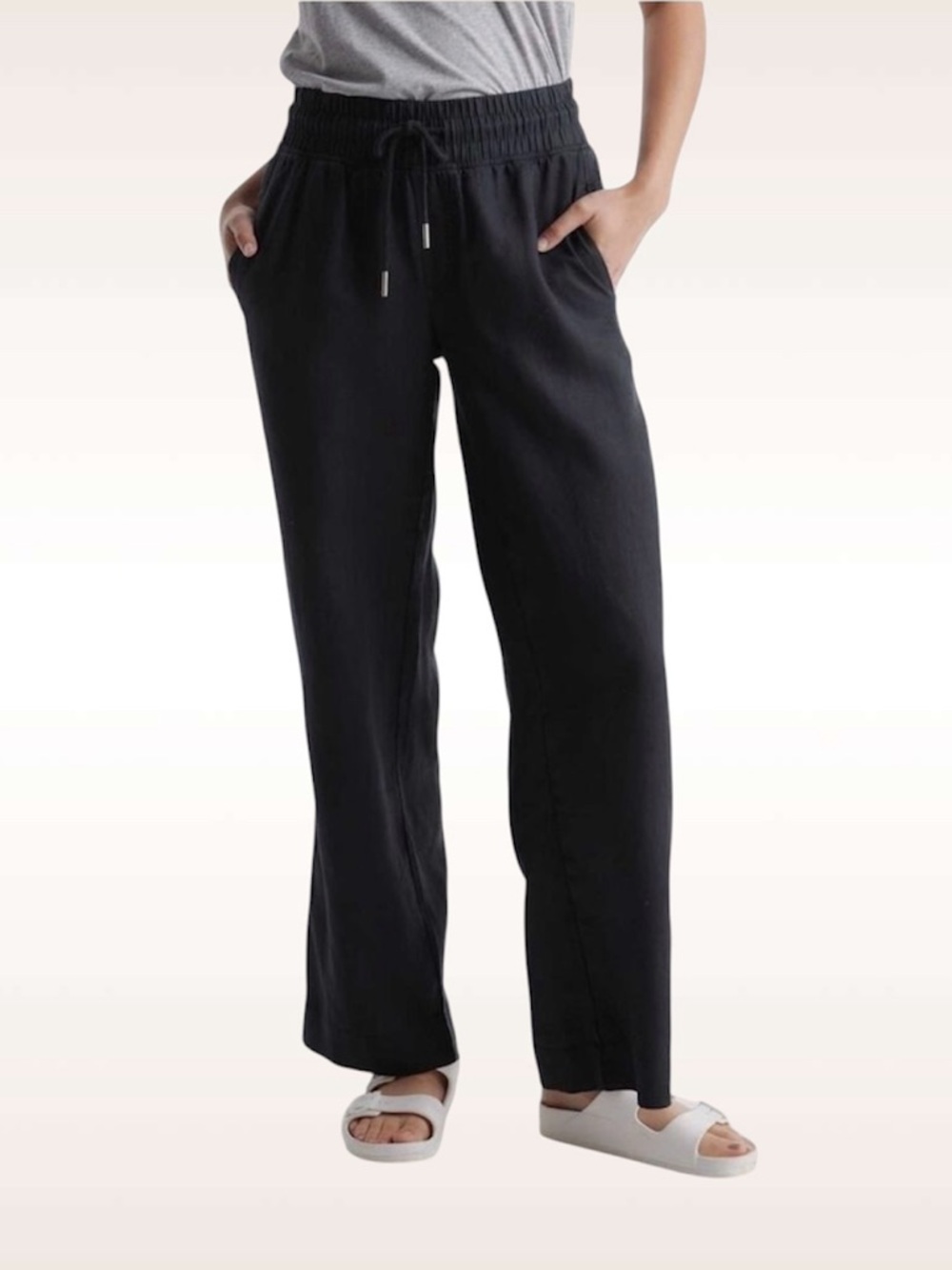 Quince 100% European Linen Wide Leg Pants Black Size M Women’s New Without Tags